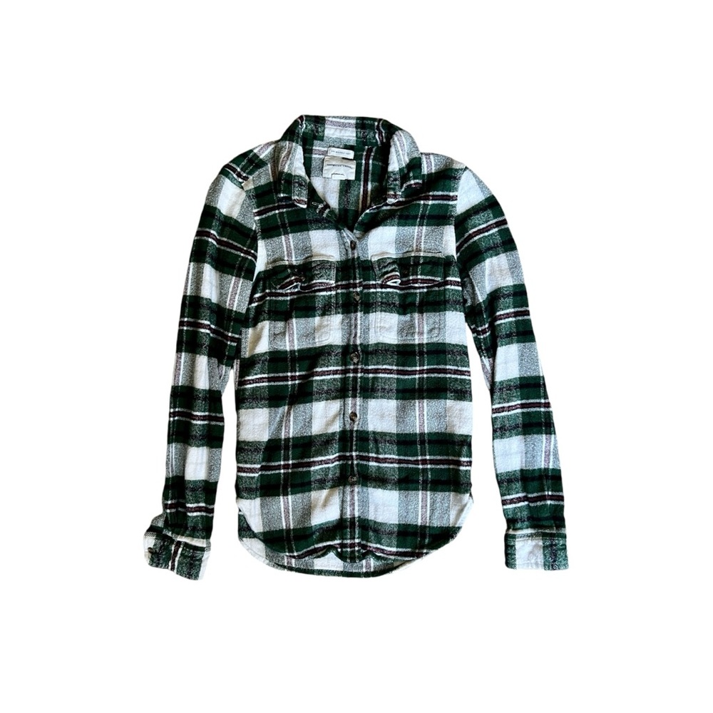 American Eagle Plaid Button-Up Shirt Thick Flannel Long Sleeve Ahh Mazingly Soft